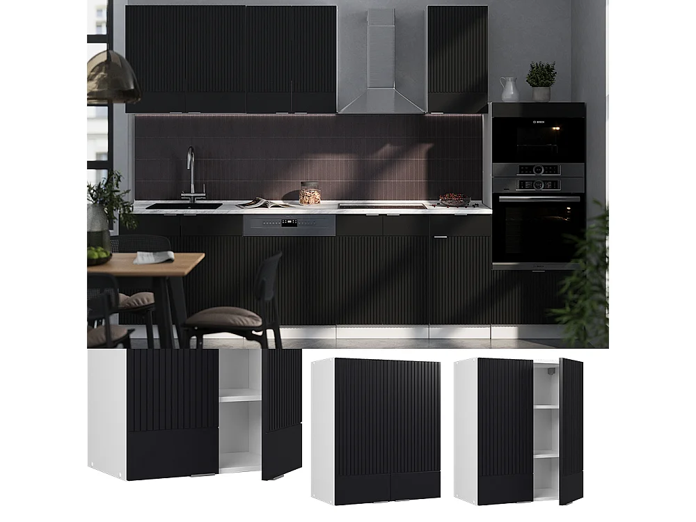Pensile da cucina nero a righe 60x34.1x72 fame-line