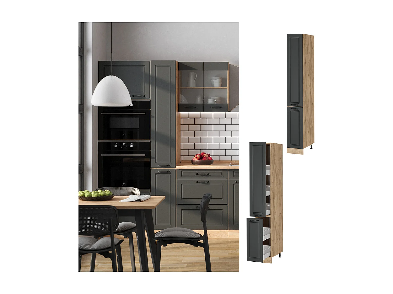 Meuble haute de cuisine anthracite campagne 30x57.2x206.8 r-line