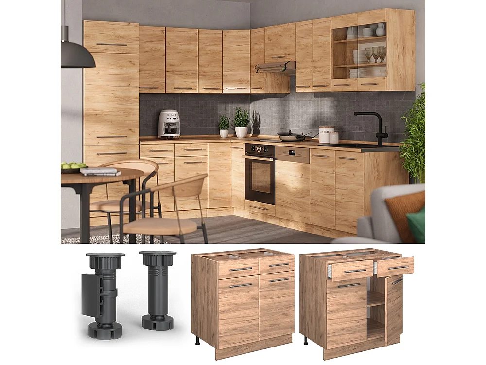 Mueble bajo de cocina roble dorado 80x60x82 fame-line