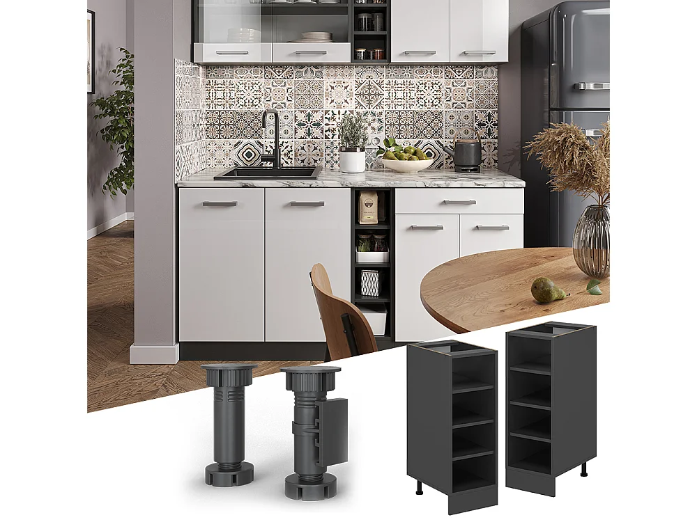 Kitchen shelf anthracite 30x60x81.6 r-line