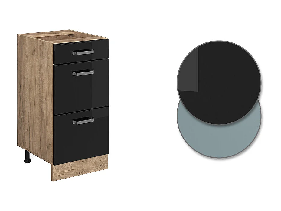 Mueble bajo de cocina negro brillo intenso 40x60x81.6 r-line