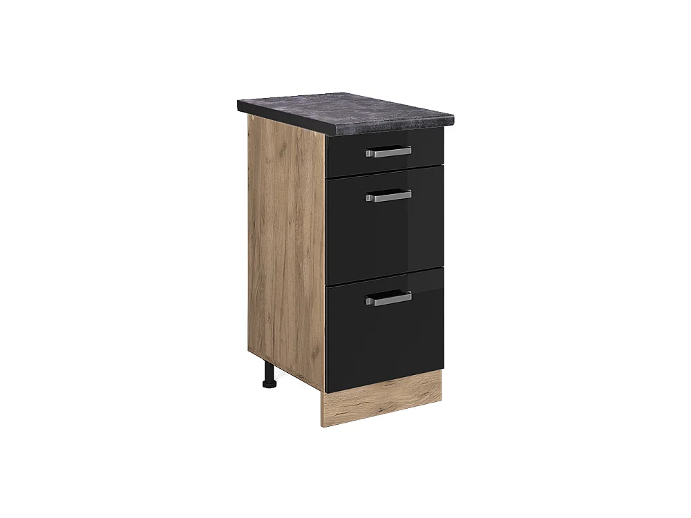 Keukenonderkast zwart hoogglans 40x60x81.6 r-line