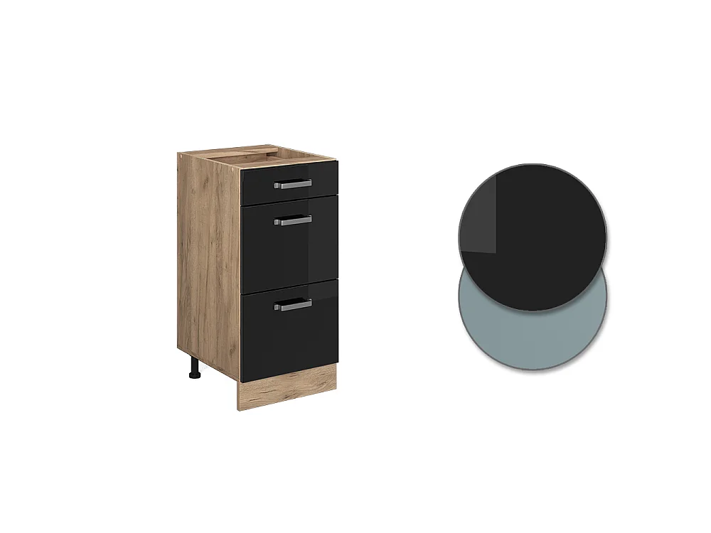 Keukenonderkast zwart hoogglans 40x60x81.6 r-line