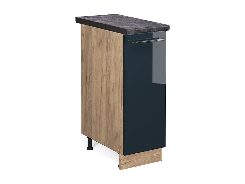 Meuble de cuisine bleu foncé brillant 30x60x82 fame-line