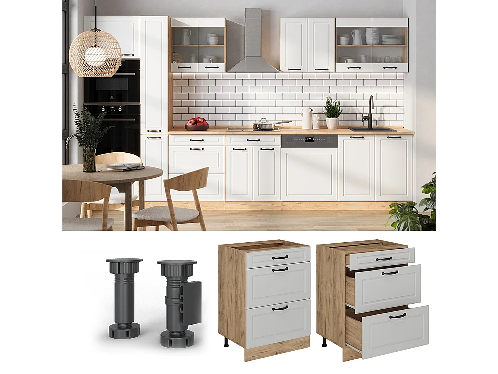 Mobiletto base per cucina Bianco rustico 60x60x81.6 r-line