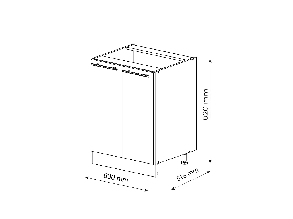 Meuble bas de cuisine anthracite campagne 60x51.6x82 fame-line