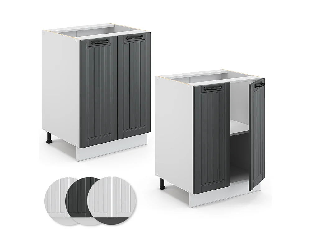 Meuble bas de cuisine anthracite campagne 60x51.6x82 fame-line