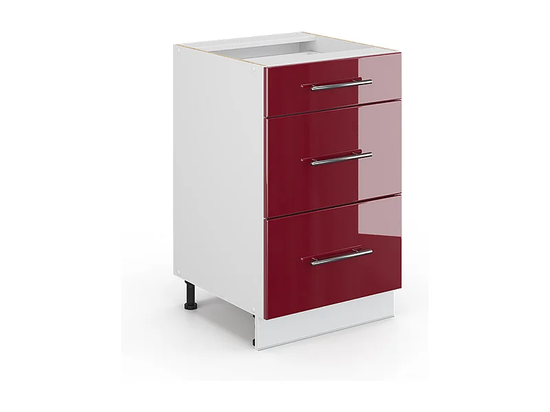 Mueble bajo de cocina rojo burdeos alto brillo 50x51.6x82 fame-line