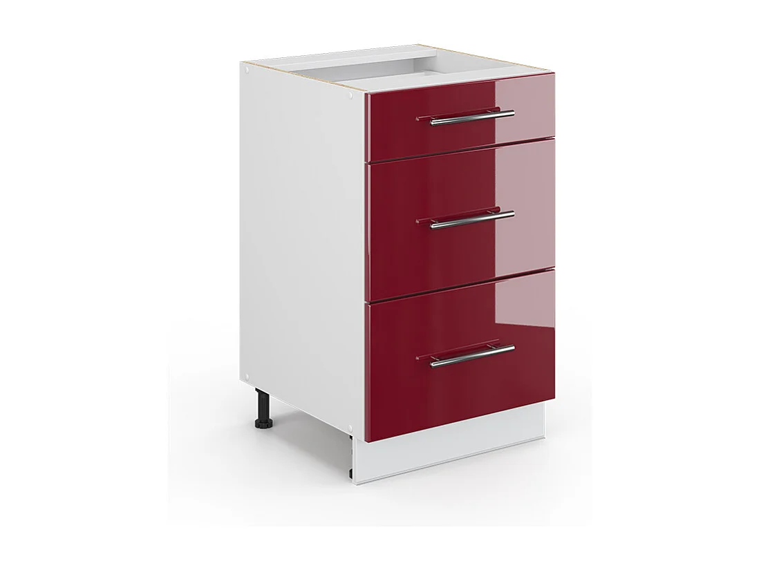 Mueble bajo de cocina rojo burdeos alto brillo 50x51.6x82 fame-line