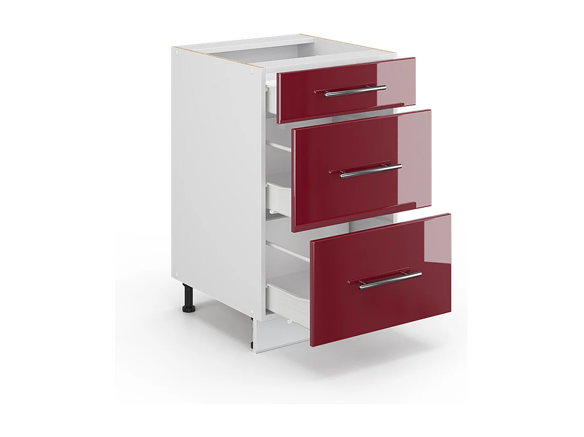 Mueble bajo de cocina rojo burdeos alto brillo 50x51.6x82 fame-line