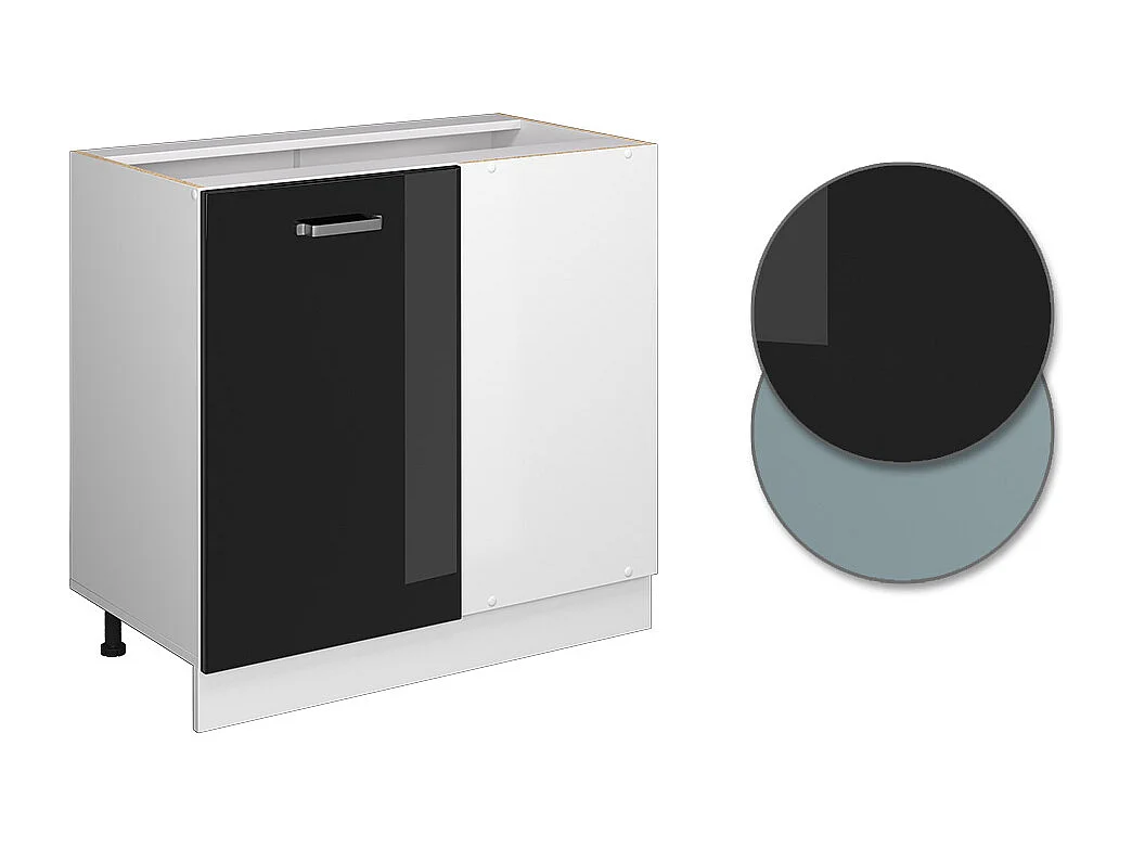 Armario de esquina negro brillo intenso 86x60x81.6 r-line