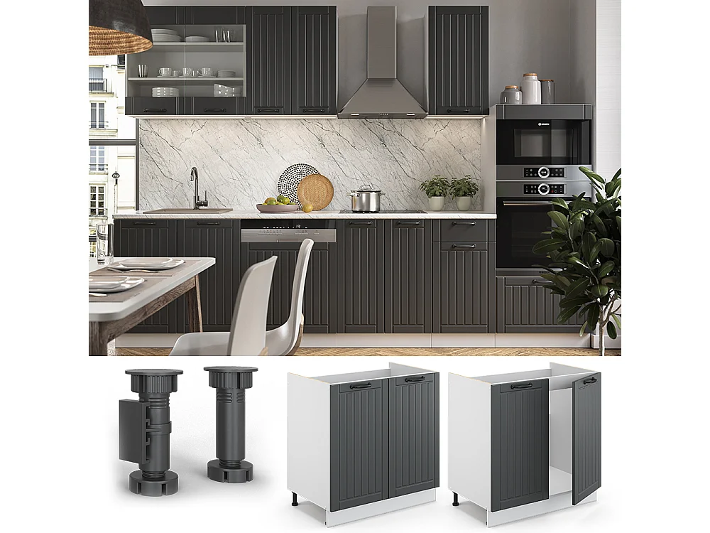 Wastafelkast antraciet landhuis 80x60x82 fame-line