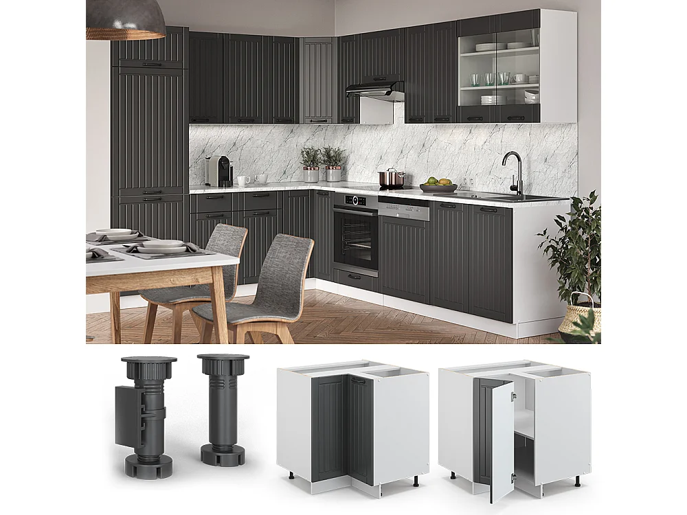 Mobile ad angolo cucina antracite casa di campagna 80.5x60x82 fame-line