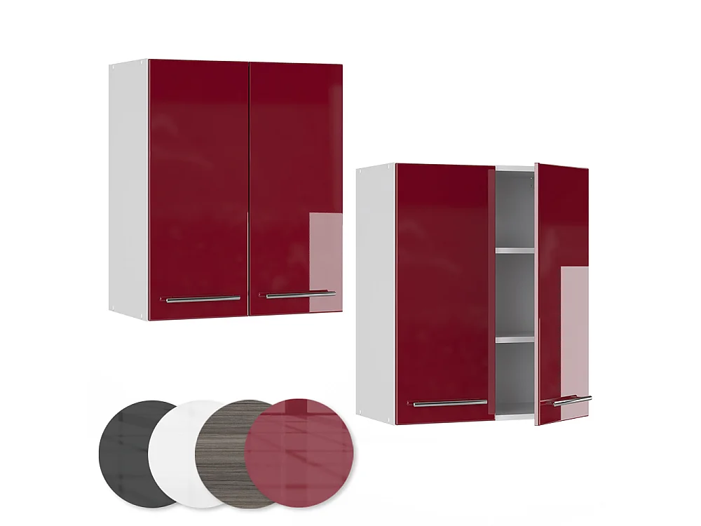 Elément haut de cuisine rouge bordeaux haute brillance 60x34.1x72 fame-line
