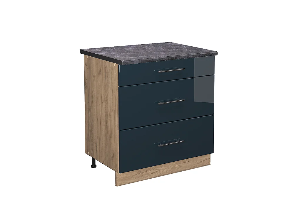 Meuble cuisine bleu foncé brillant 80x60x82 fame-line
