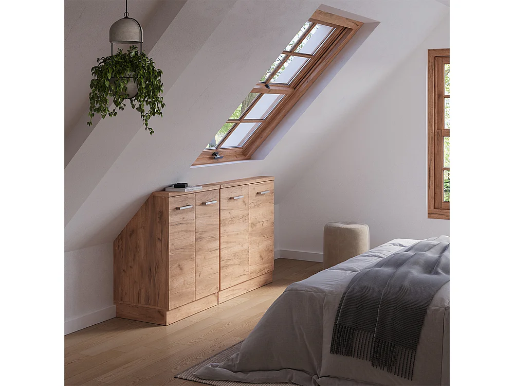 Meuble sous pente chêne de force doré 140x46x81.6 r-line
