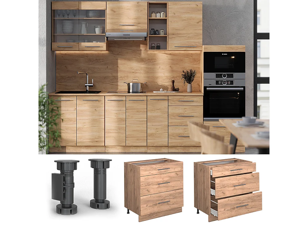 Meuble cuisine chêne de force doré 80x51.6x82 fame-line