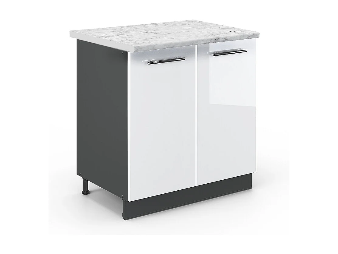 Armario bajo para fregadero blanco alto brillo 80x60x82 fame-line