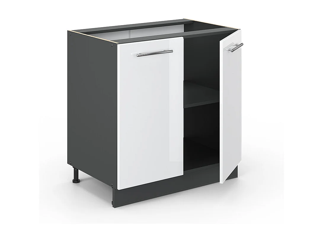 Meuble bas sous-évier blanc haute brillance 80x60x82 fame-line