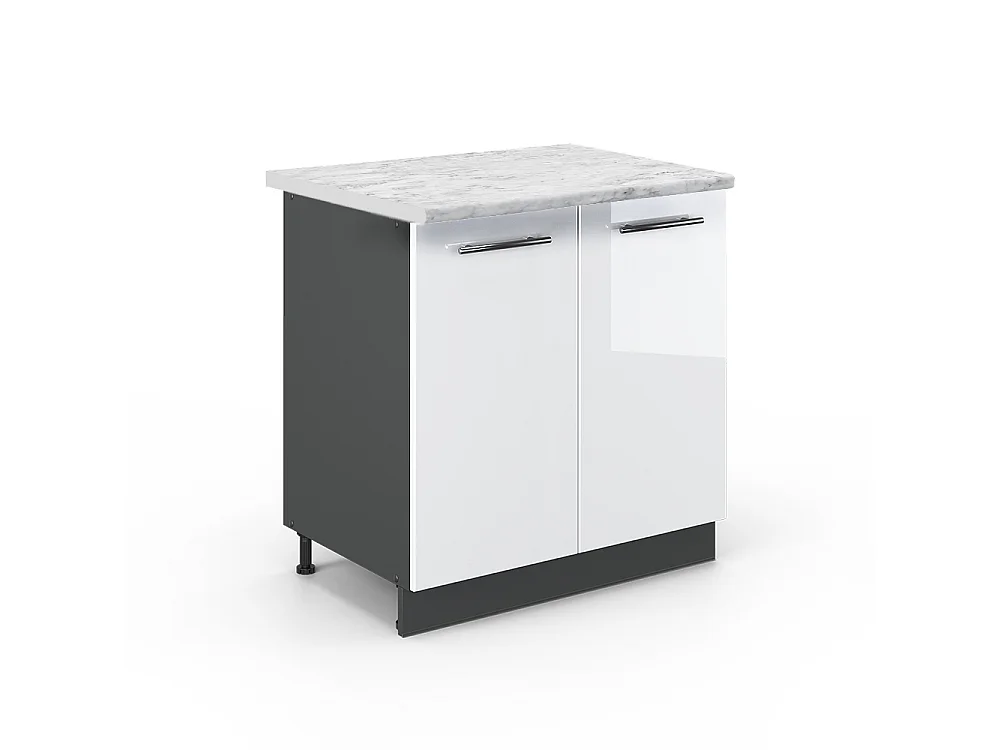 Meuble bas sous-évier blanc haute brillance 80x60x82 fame-line