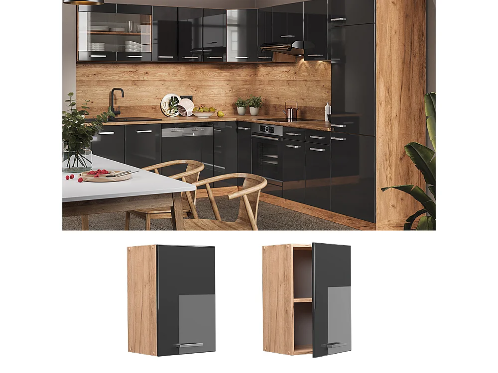 Elément haut de cuisine anthracite haute brillance 40x31x60 r-line