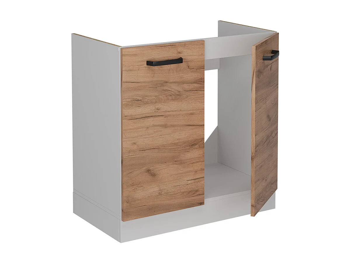 Meuble bas sous-évier chêne de force doré 80x60x81.6 r-line