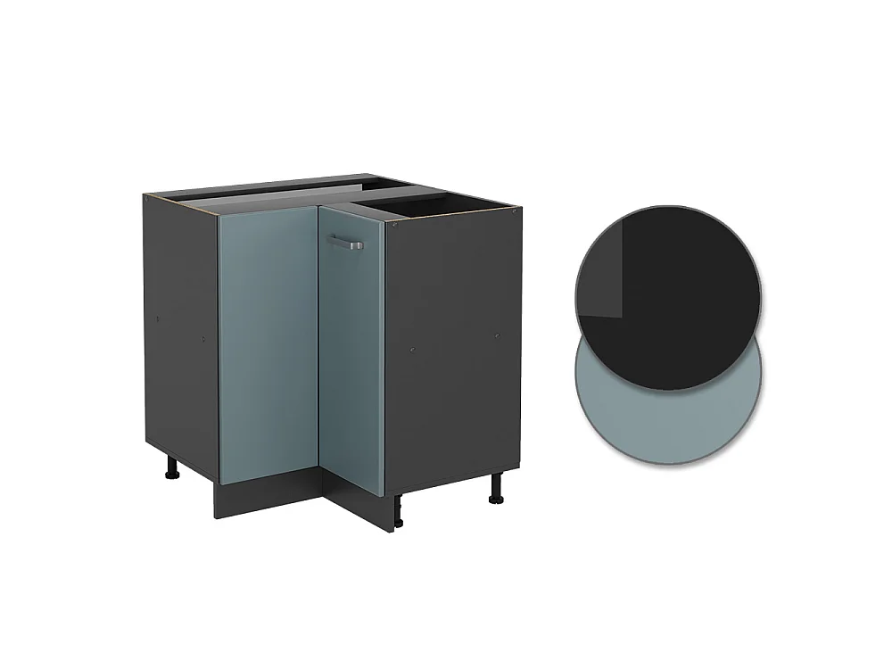Eckunterschrank blau-grau 75.6x60x81.6 r-line