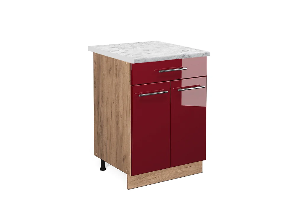 Meuble cuisine rouge bordeaux haute brillance 60x60x82 fame-line