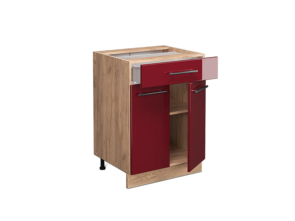 Meuble cuisine rouge bordeaux haute brillance 60x60x82 fame-line