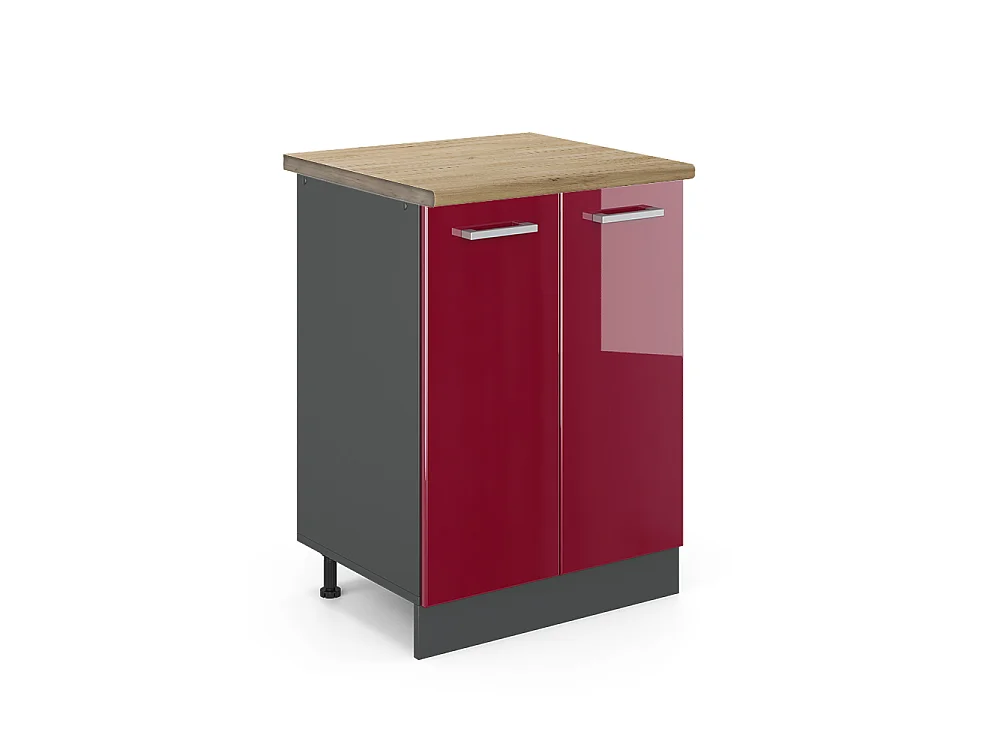 Meuble bas de cuisine rouge brillant 60x60x81.6 r-line