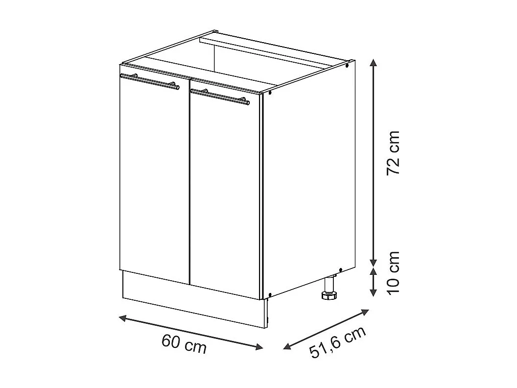 Mueble bajo de cocina gris oscuro 60x51.6x82 fame-line