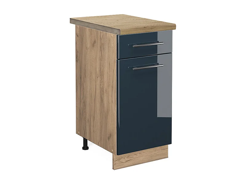 Mueble bajo de cocina azul oscuro alto brillo 40x60x82 fame-line