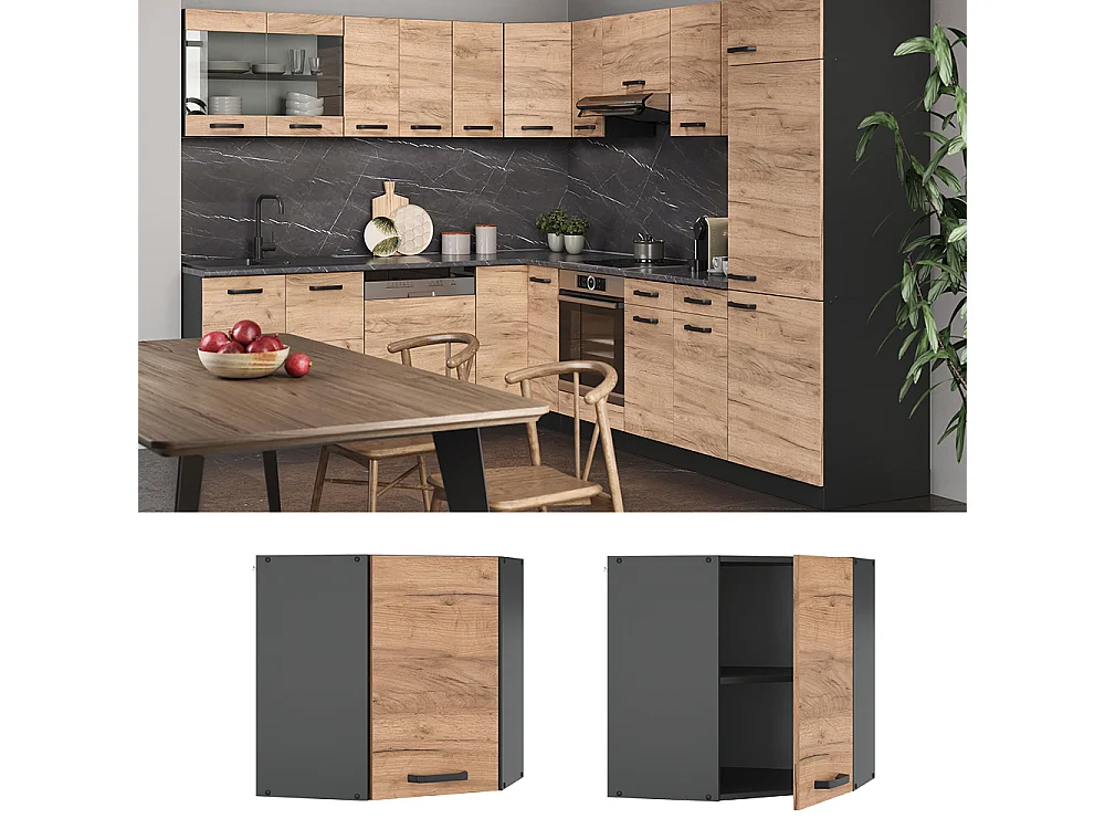 Armario colgante de esquina roble dorado 57x34.1x60 r-line