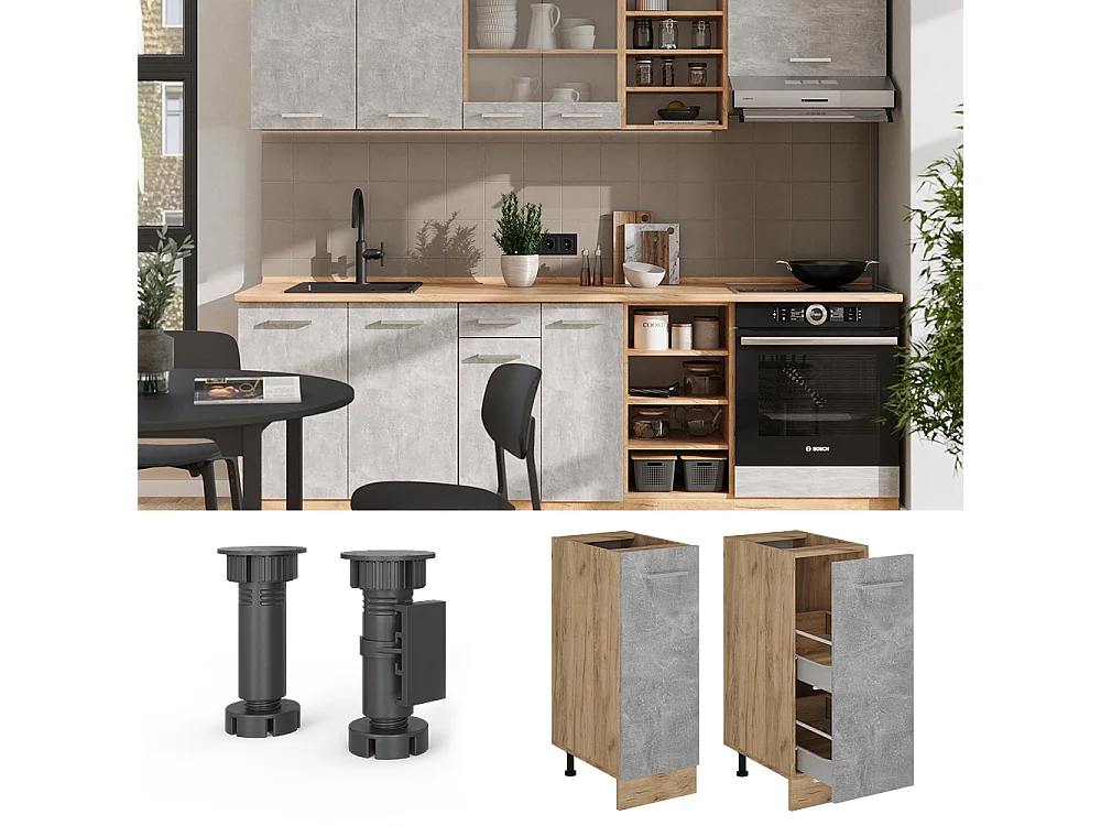 Meuble de cuisine béton 30x46x81.6 r-line