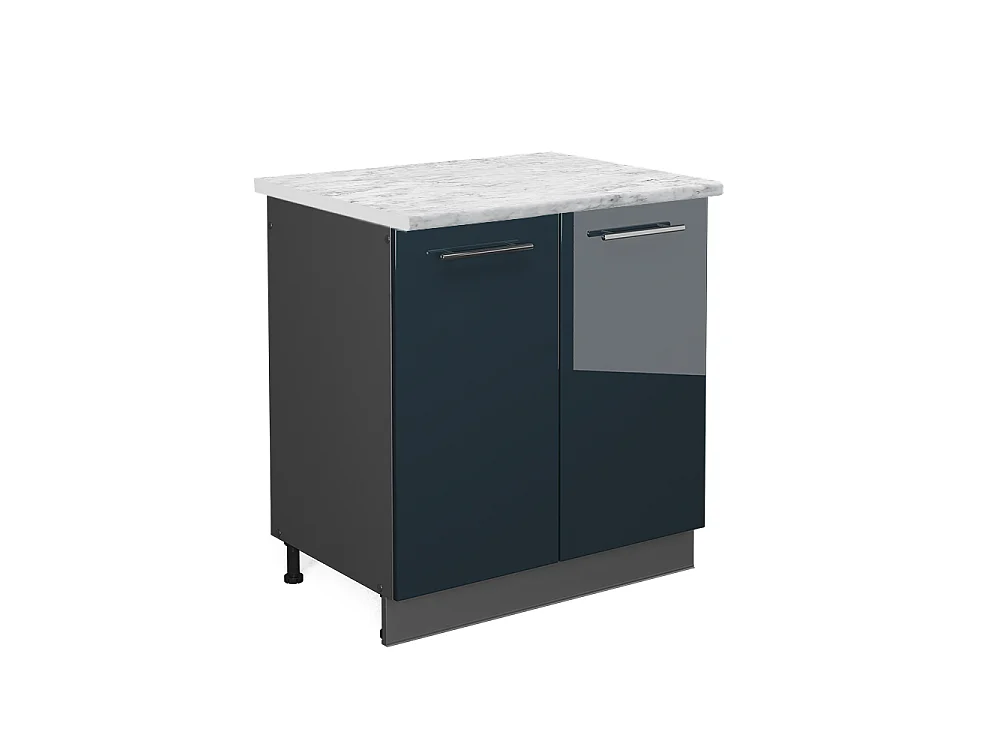 Meuble bas sous-évier bleu foncé brillant 80x60x82 fame-line
