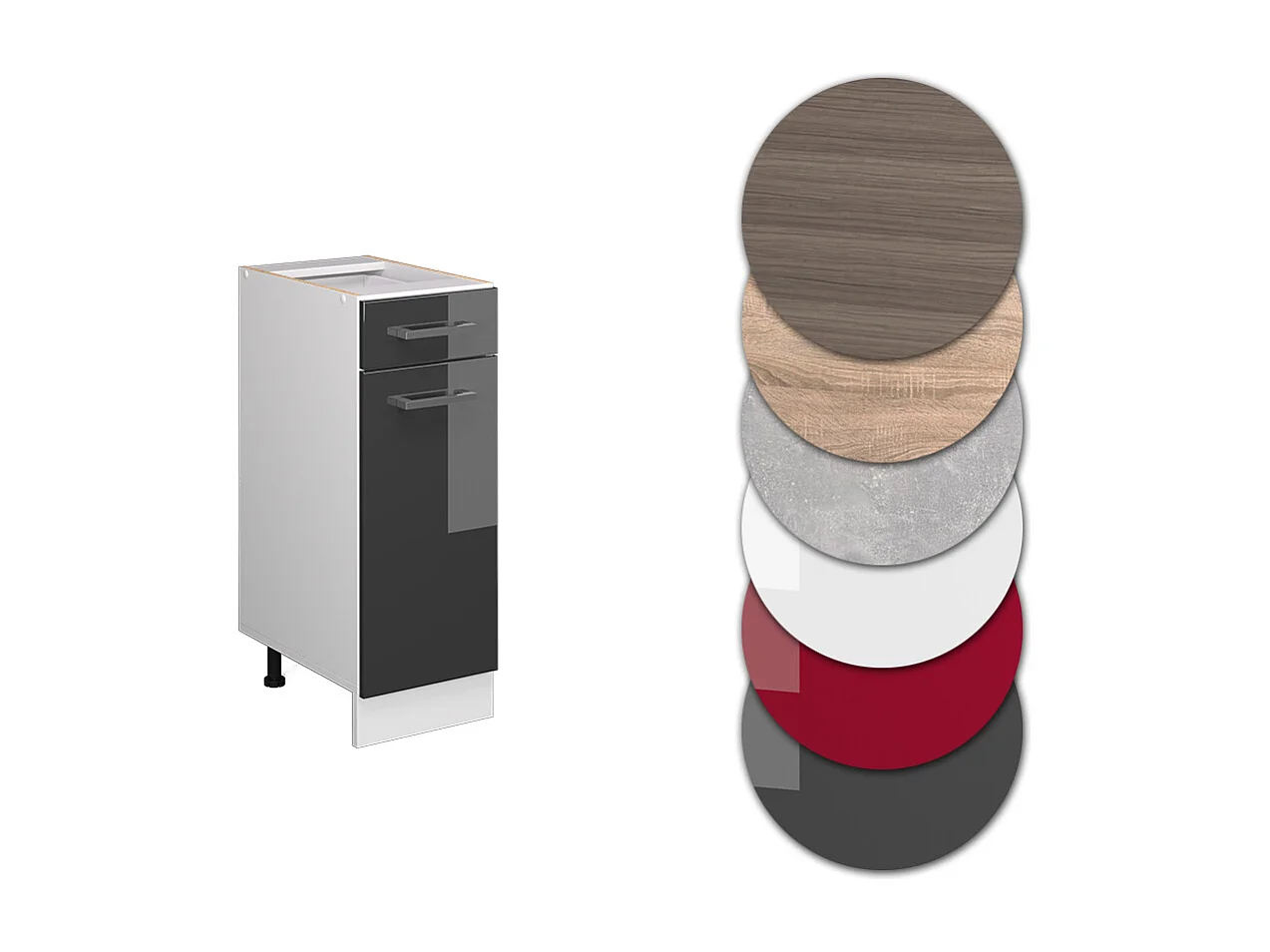 Mobiletto base per cucina antracite lucido 30x46x81.6 r-line