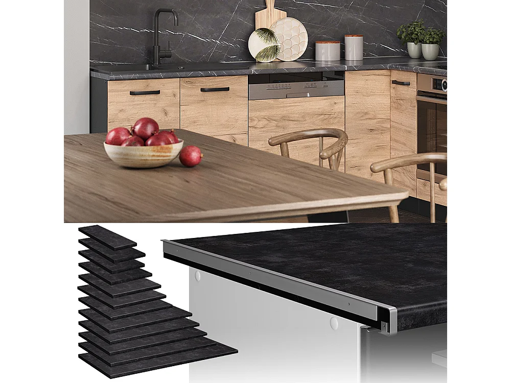 Plan de travail cuisine anthracite 50x60x2.8 r-line