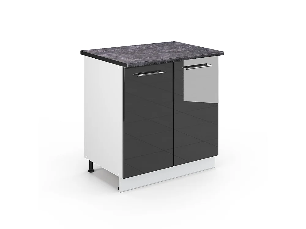 Meuble bas sous-évier anthracite haute brillance 80x60x82 fame-line