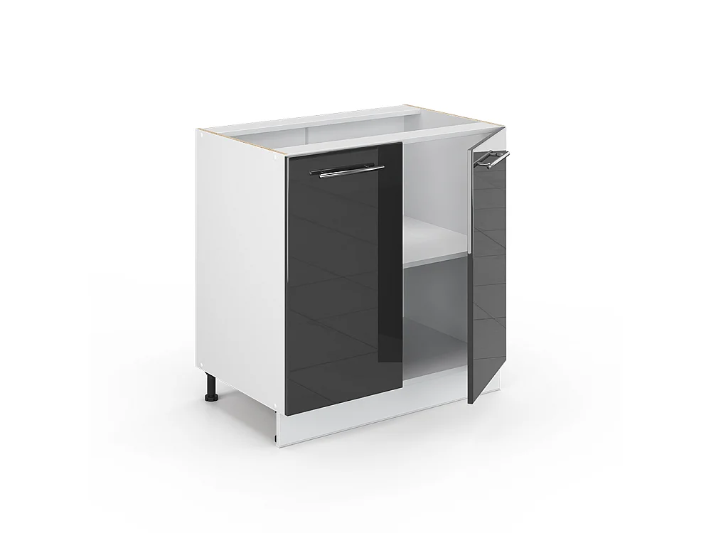 Meuble bas sous-évier anthracite haute brillance 80x60x82 fame-line