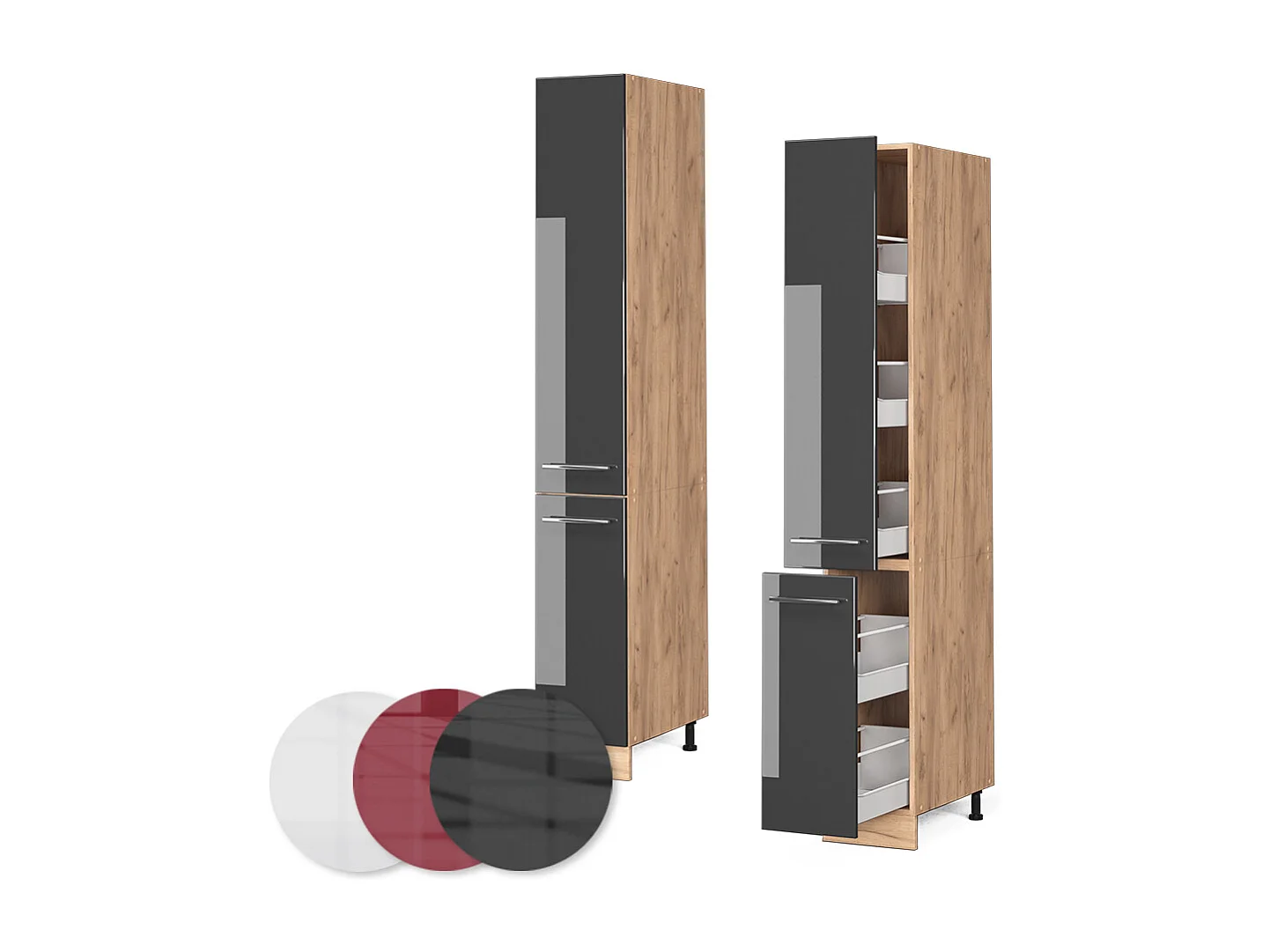 Meuble haute de cuisine anthracite haute brillance 30x58x206.8 fame-line