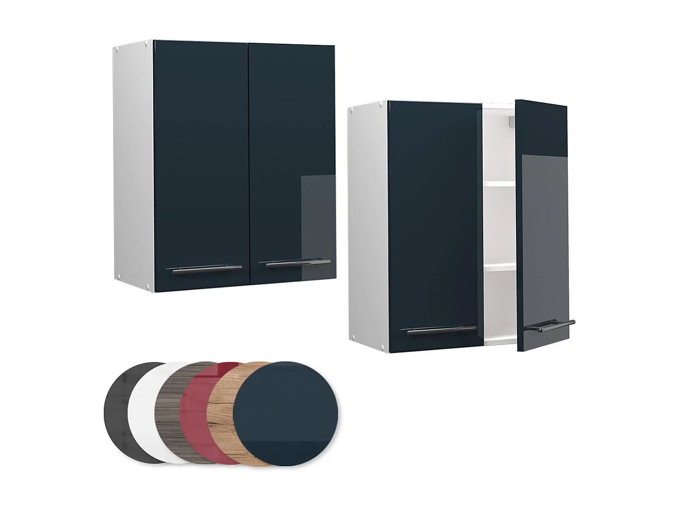 Pensile da cucina blu scuro lucido 60x34.1x72 fame-line