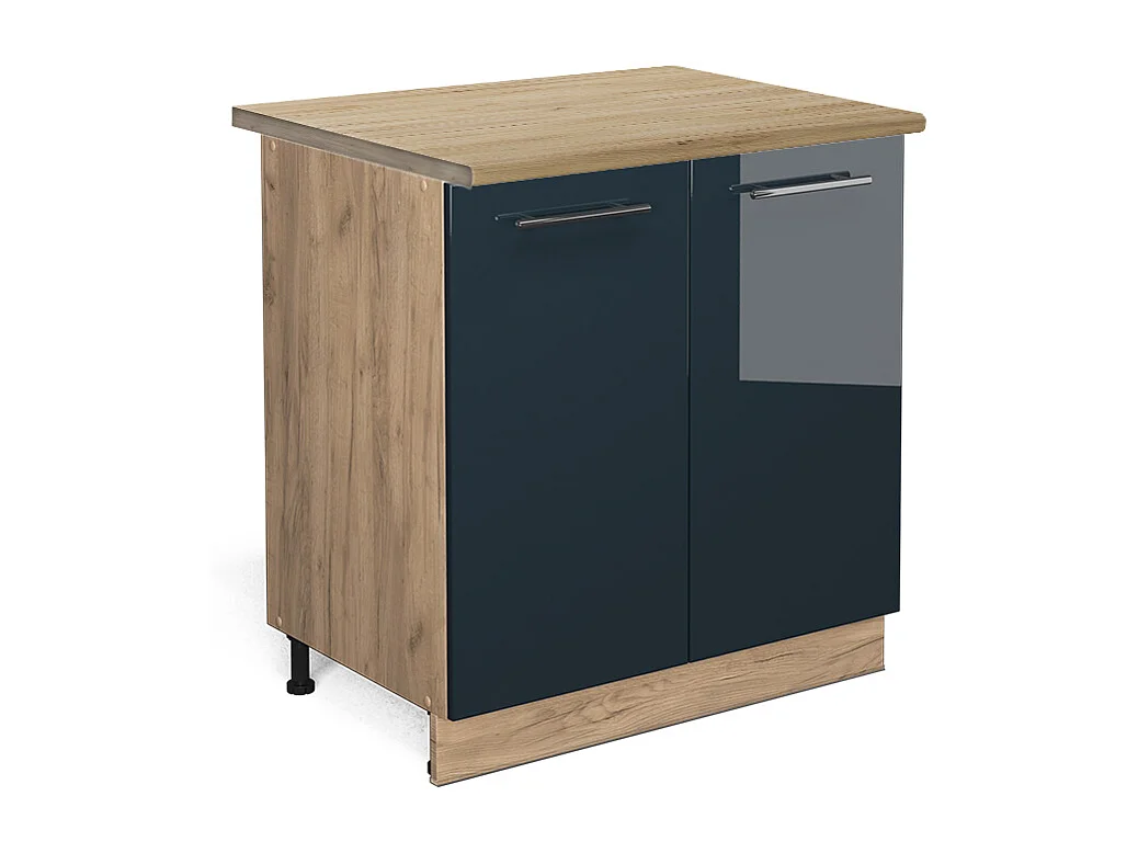 Meuble bas de cuisine bleu foncé brillant 80x60x82 fame-line