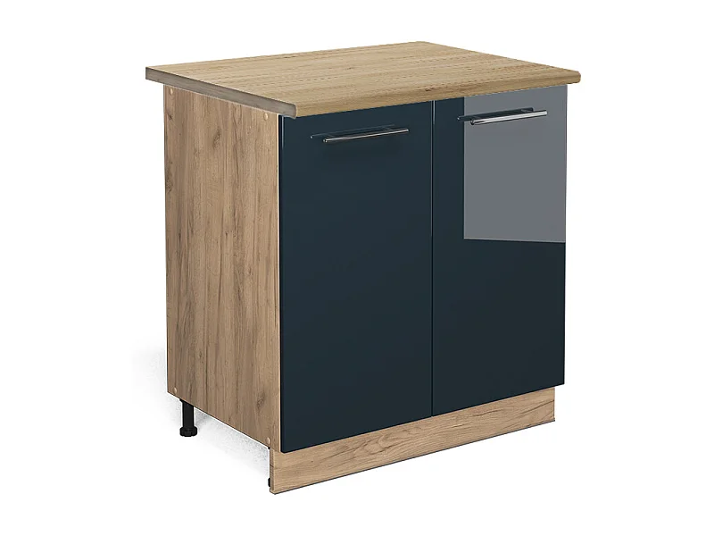 Szafki kuchenne ciemnoniebieski wysoki połysk 80x60x82 fame-line