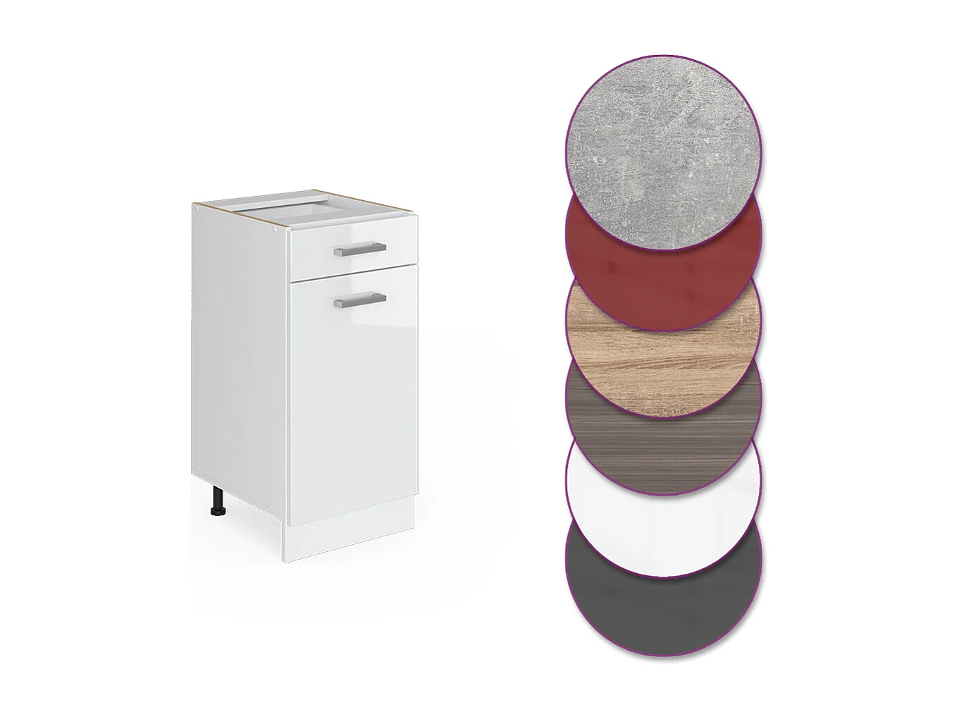 Mobiletto base per cucina bianco lucido 40x60x81.6 r-line