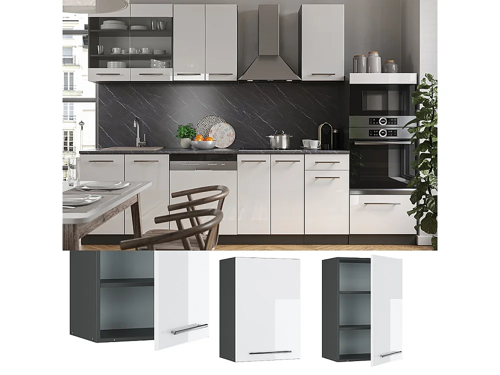 Wall cabinet white high gloss 50x34.1x72 fame-line