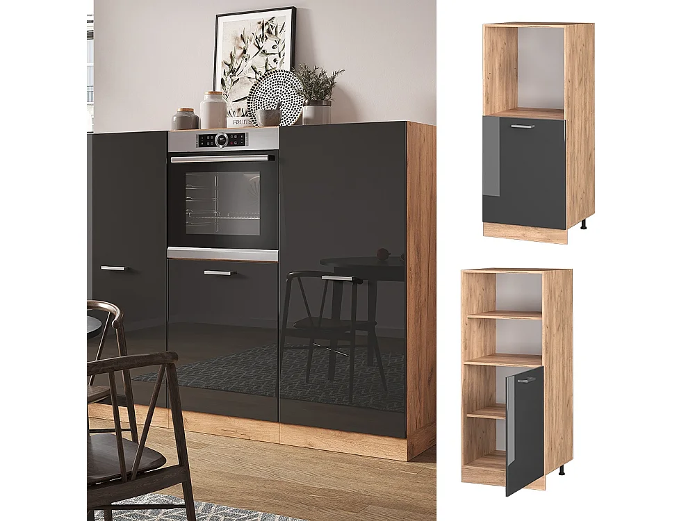 Meuble pour four anthracite haute brillance 60x57x143 r-line