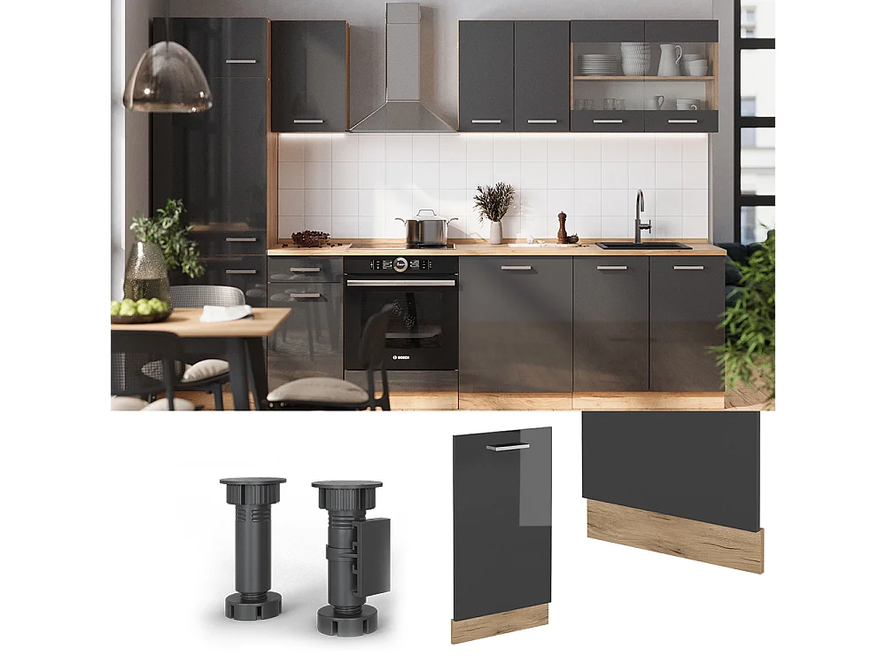 Façade de lave-vaisselle anthracite haute brillance 45x1.6x81.8 r-line