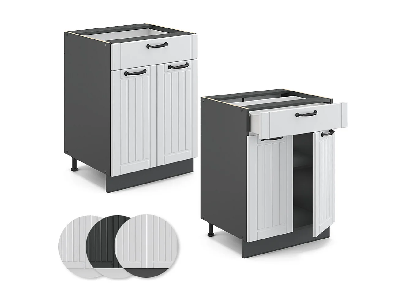 Mueble bajo de cocina blanco casa de campo 60x51.6x82 fame-line