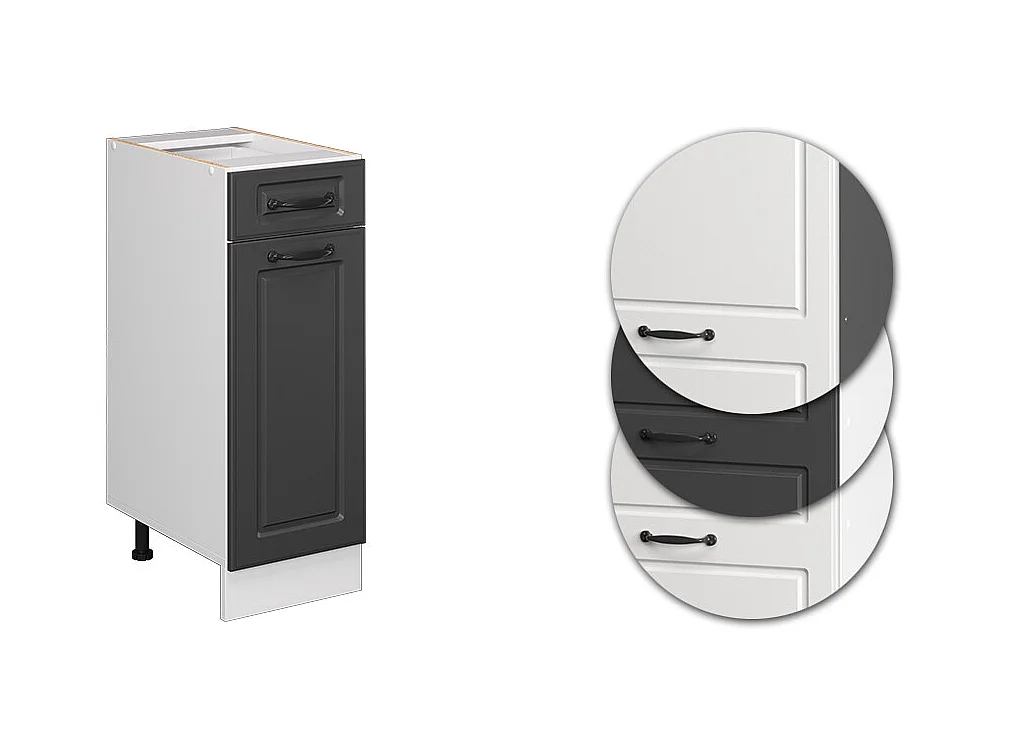 Mueble bajo de cocina antracita casa de campo 30x46x81.6 r-line