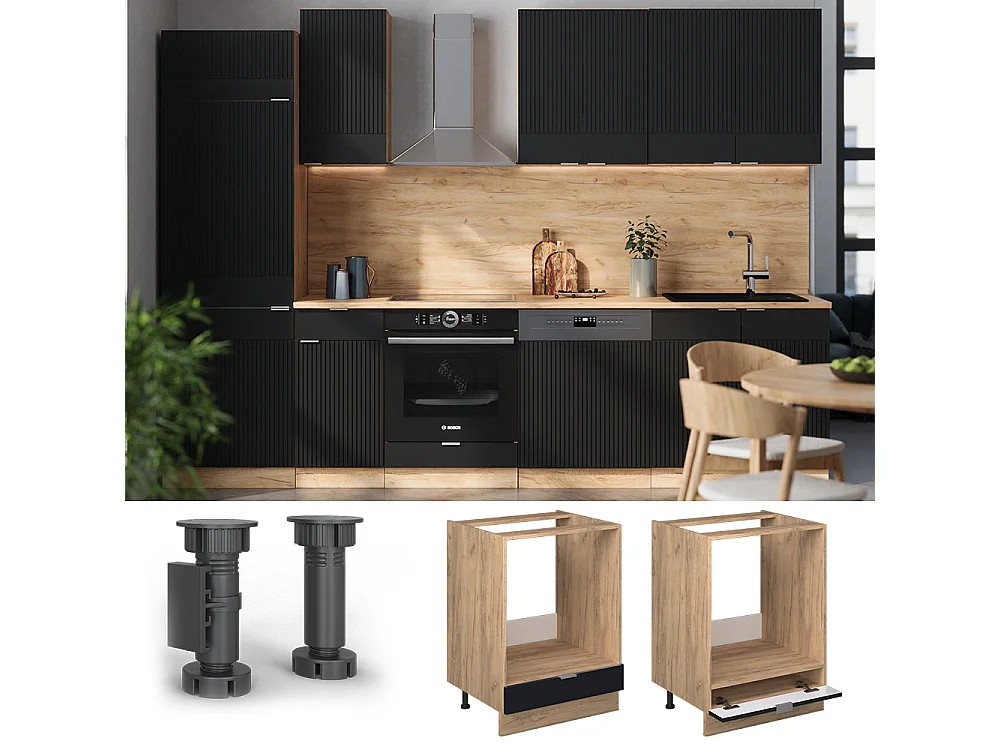 Mobile per forno da incasso nero a righe 60x60x82 fame-line